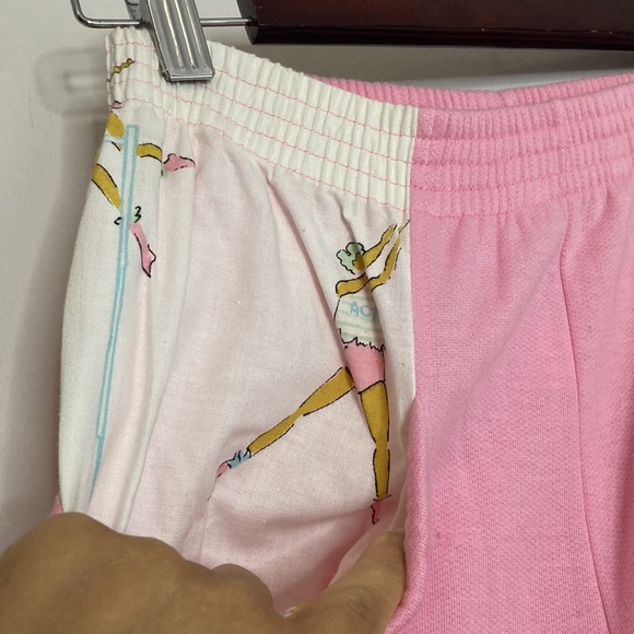 Vintage Joggers Womens Small Pink Fleece Warm Up Pants 80s Jazzercise - Picture 7 of 12